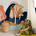 Wall Mural Children's landscape - orange nature with animal and mountain motif 143464 additionalThumb 6