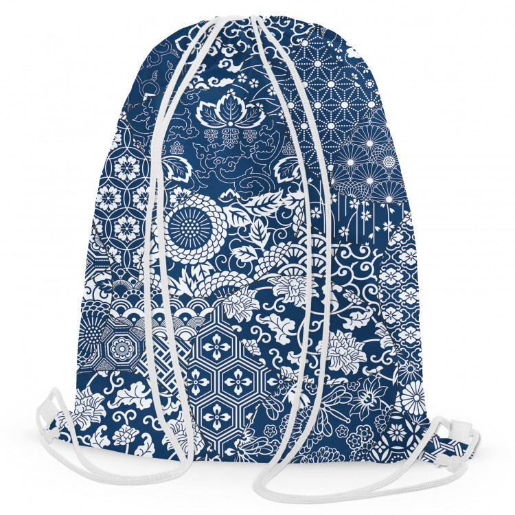 Backpack Floral mosaic - composition in shades of blue and white 147464