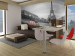 Wall Mural Urban Architecture - Black and White Eiffel Tower and Red Car 59864