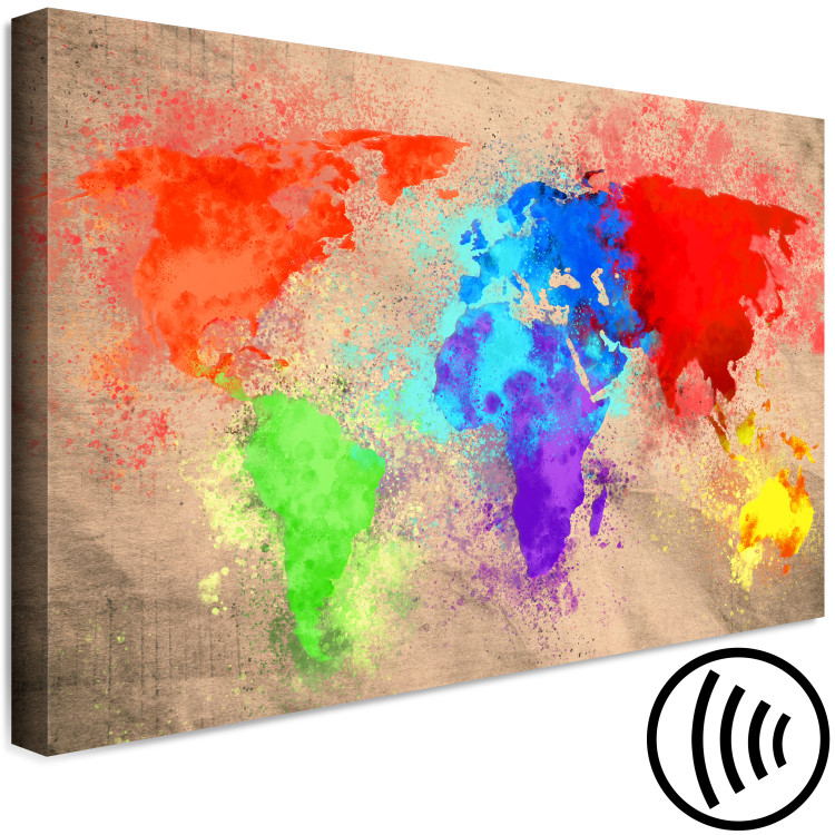 Canvas Earth colours - watercolour world map with colourful continents 128974 additionalImage 6