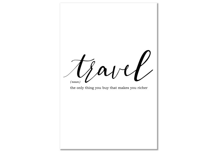 Canvas Travel inscription with quote - black and white lettering in English 135774