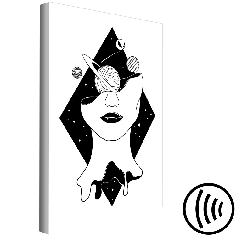 Canvas Planets, Moon and woman figure in a diamond - black-white abstraction 128484 additionalImage 6