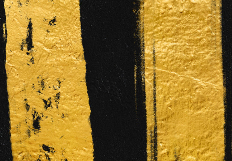 Canvas Golden brush lines - modern abstraction on black background 134384 additionalImage 4