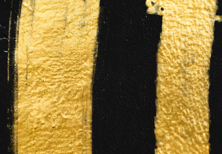 Canvas Golden brush lines - modern abstraction on black background 134384 additionalImage 5