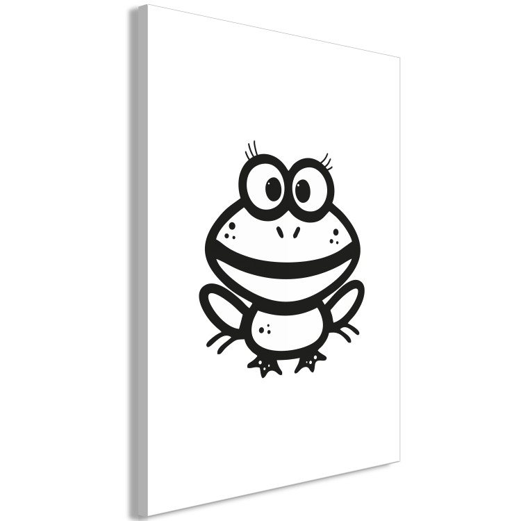 Canvas Little frog - drawing image of a smiling amphibian in black and white 135184 additionalImage 2