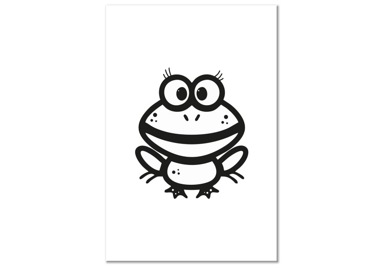 Canvas Little frog - drawing image of a smiling amphibian in black and white 135184
