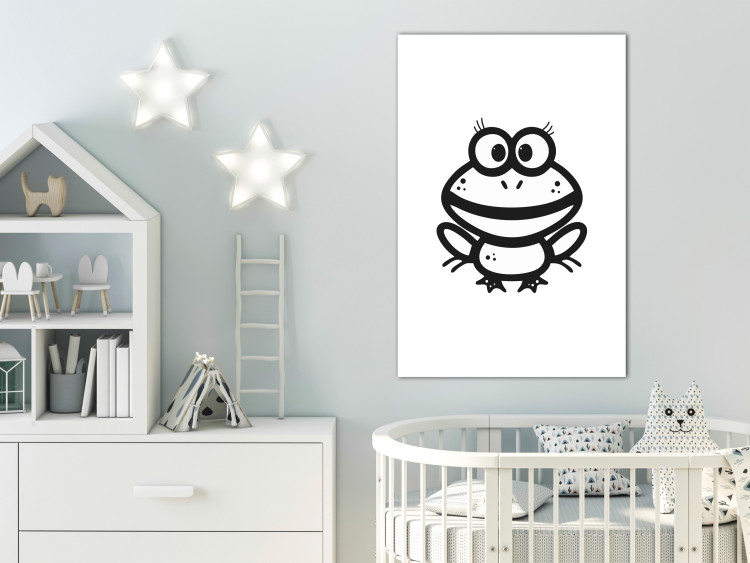 Canvas Little frog - drawing image of a smiling amphibian in black and white 135184 additionalImage 3