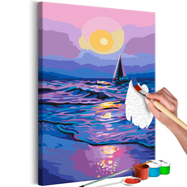 Paint by Number Kit Lovely Landscape -Sea and a Sailboat Against the Backdrop of the Sunset 144084 additionalImage 3