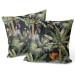 Decorative Velor Pillow In the jungle - palm trees, tiger and monkey on dark background 147284 additionalThumb 3