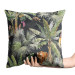 Decorative Velor Pillow In the jungle - palm trees, tiger and monkey on dark background 147284 additionalThumb 2