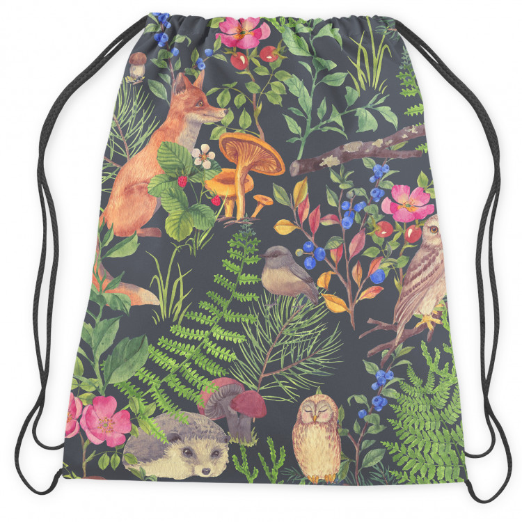 Backpack Good neighbourhood - forest flora and fauna motif on black background 147694 additionalImage 2