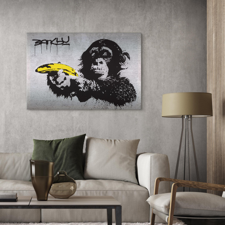 Canvas Stop or the monkey will shoot! (Banksy) 150994 additionalImage 9