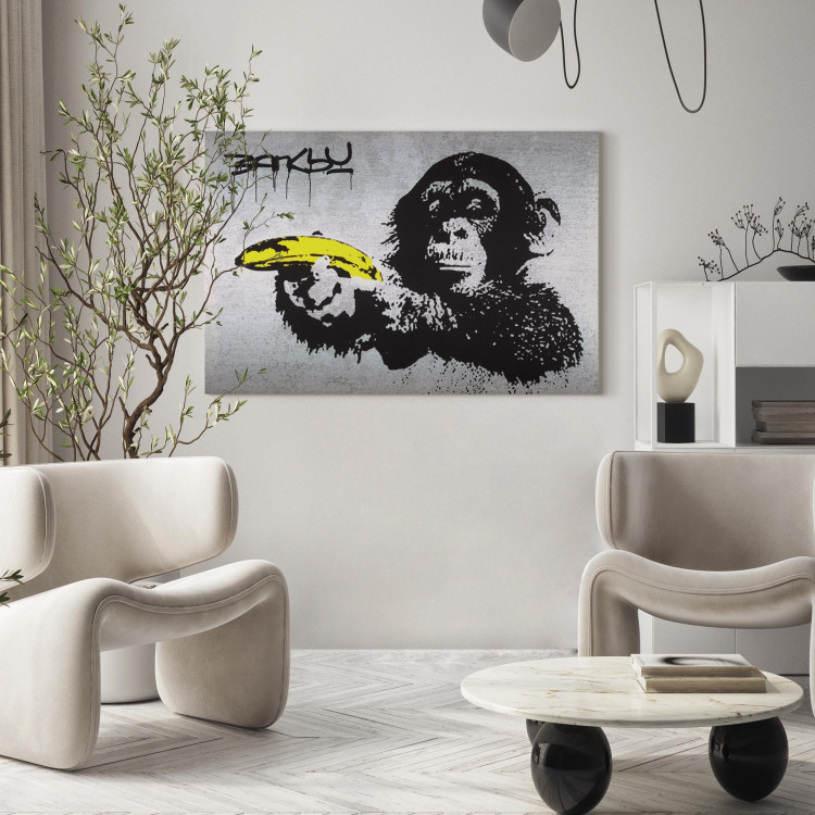 Canvas Stop or the monkey will shoot! (Banksy) 150994 additionalImage 5