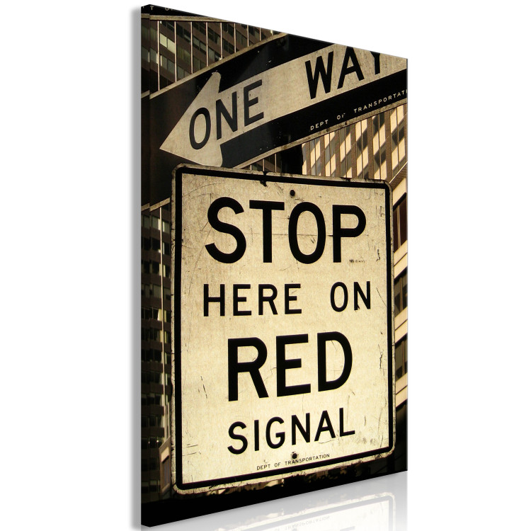 Canvas Sepia Stop sign - retro style photograph with English inscription 123605 additionalImage 2