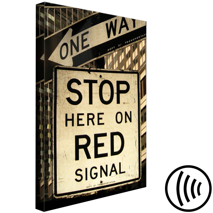 Canvas Sepia Stop sign - retro style photograph with English inscription 123605 additionalImage 6