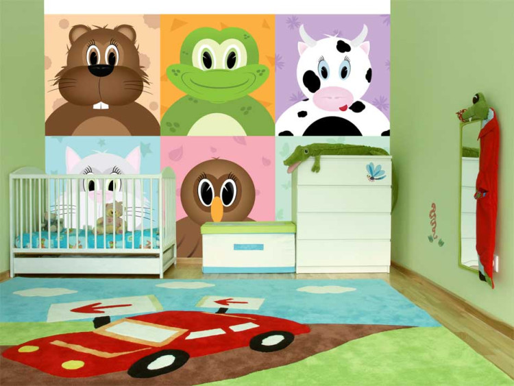 Wall Mural Cheerful Animals - Various colorful animals: cat, pig for children 61205