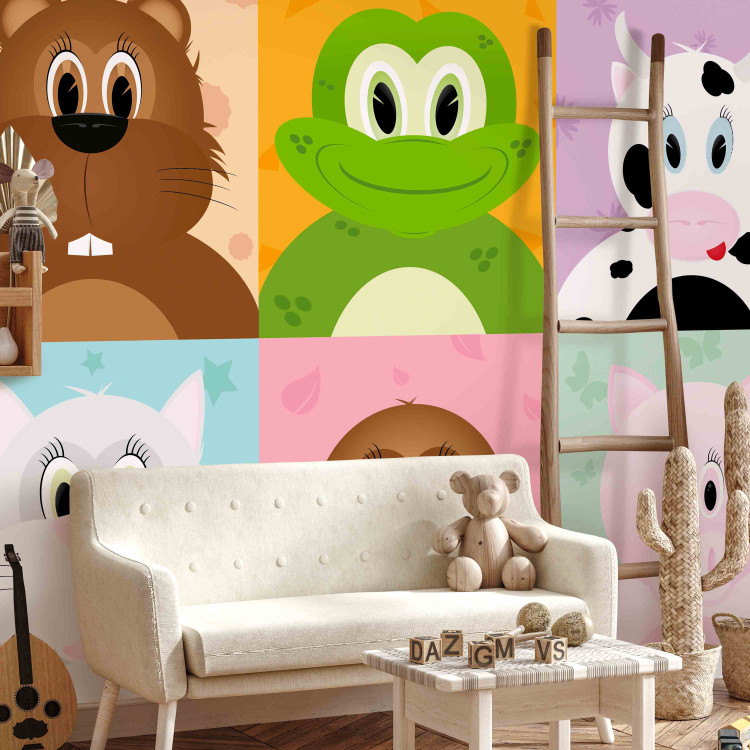 Wall Mural Cheerful Animals - Various colorful animals: cat, pig for children 61205 additionalImage 6