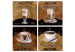 Canvas Coffee Variations (4-part) - beverages with inscriptions in retro motif 129315