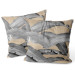 Decorative Velor Pillow Leafy curtain in grey - floral pattern with banana tree 147115 additionalThumb 2