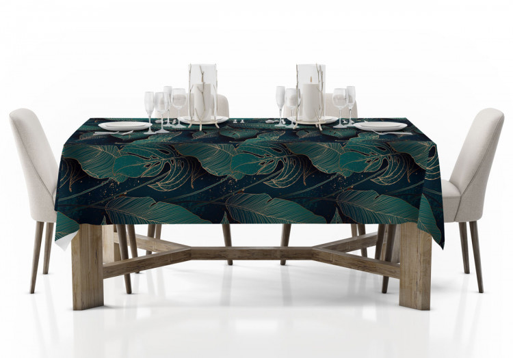 Tablecloth Botanical gold - a floral composition with monstera leaves 147215 additionalImage 2