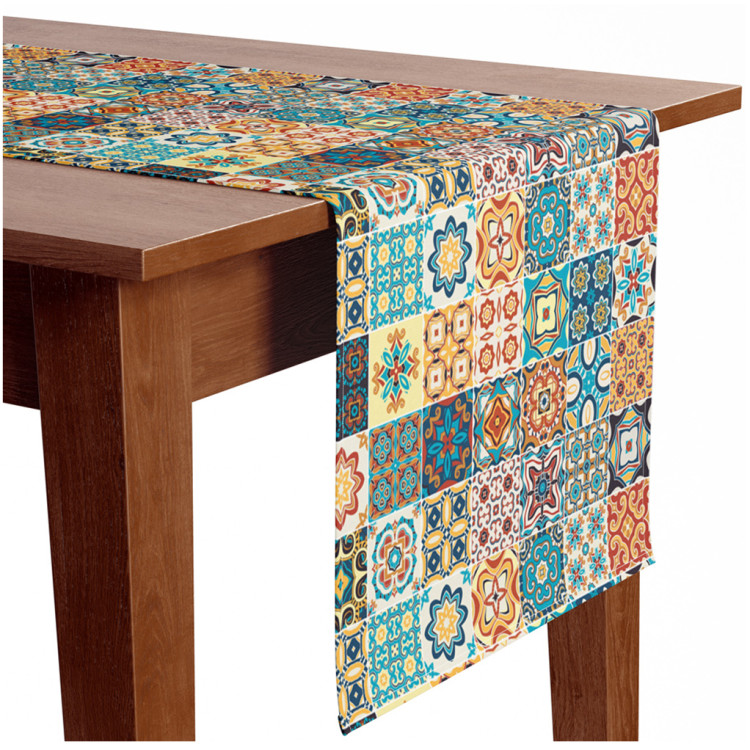 Table Runner Spanish arabesque - a motif inspired by patchwork-style ceramics 147315