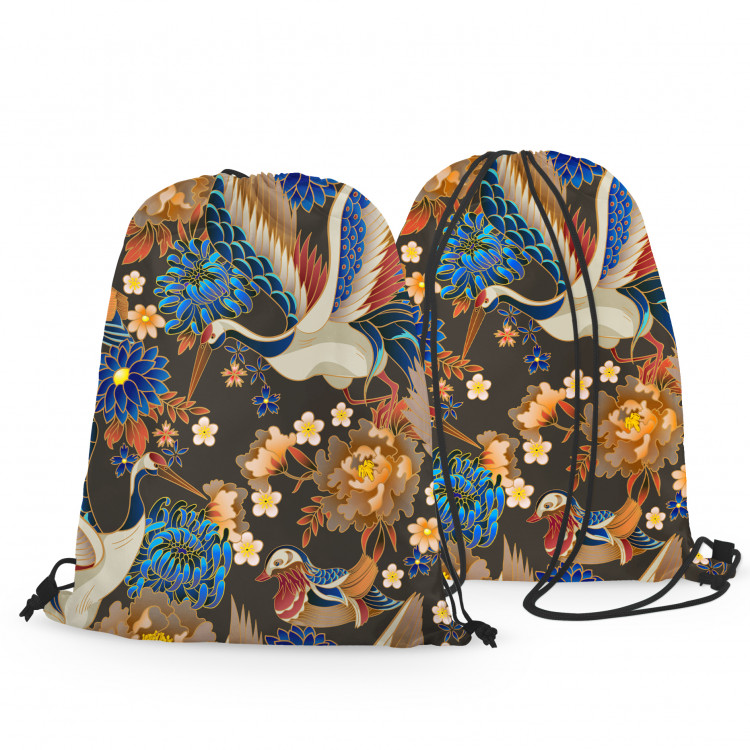 Backpack Birdy paradise - pattern with multicoloured flowers on dark background 147615 additionalImage 3