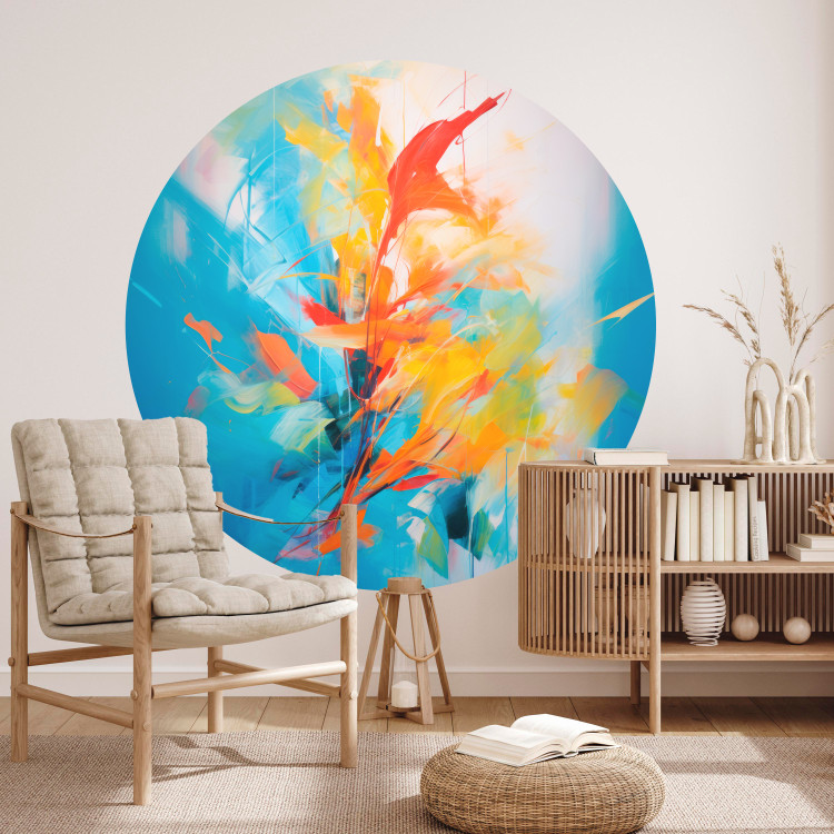 Round wallpaper Dance of Colors - Multicolored Abstraction With Predominance of Yellows and Blues 151615 additionalImage 2