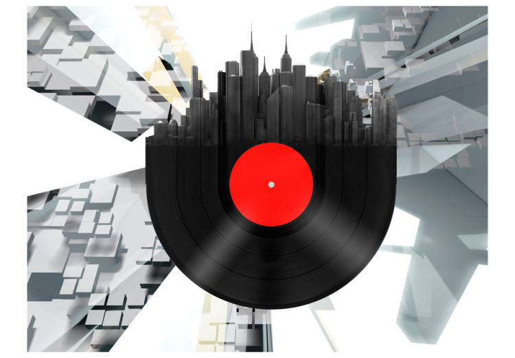 Wall Mural Abstraction of Music - Vinyl record with New York City for a teenager 61115 additionalImage 1