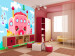Wall Mural Fantasy - Pink castle with a princess, musical notes, and a butterfly for children 61215