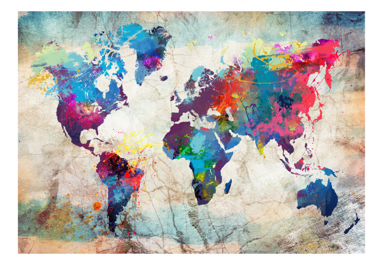 Wall Mural Multicoloured travel - map of the world in an artistic watercolour motif 97515 additionalImage 1