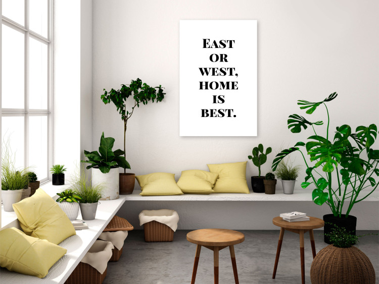 Canvas East or west, home is best English quote - black and white lettering 122925 additionalImage 3