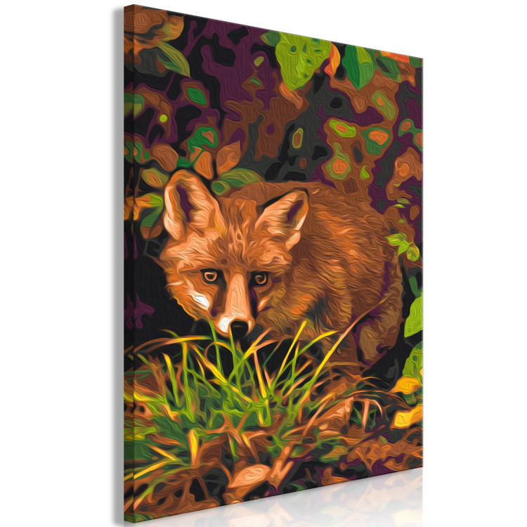 Paint by Number Kit Crouching Fox - Wild Animal against the Background of Grasses and Autumn Leaves 146535 additionalImage 7