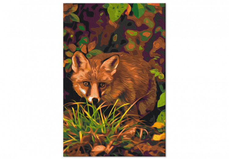 Paint by Number Kit Crouching Fox - Wild Animal against the Background of Grasses and Autumn Leaves 146535 additionalImage 4