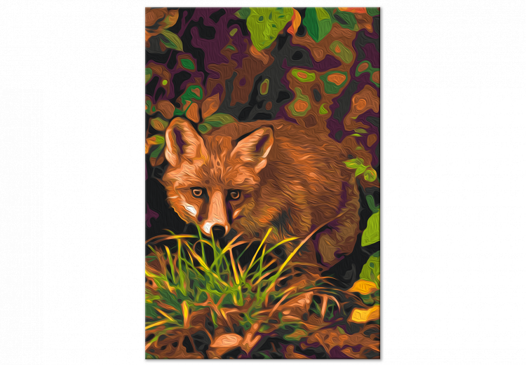 Paint by Number Kit Crouching Fox - Wild Animal against the Background of Grasses and Autumn Leaves 146535 additionalImage 3