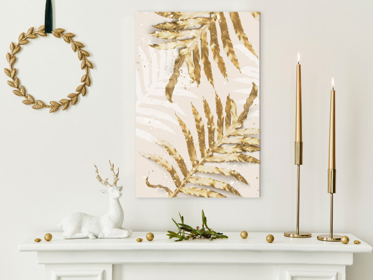 Canvas Golden Leaves - Elegant Plants With a Festive Atmosphere 148035 additionalImage 3