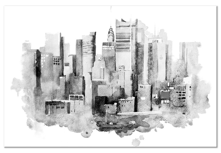 Canvas Monochrome Architecture - Cityscape Painted With Watercolor 149835