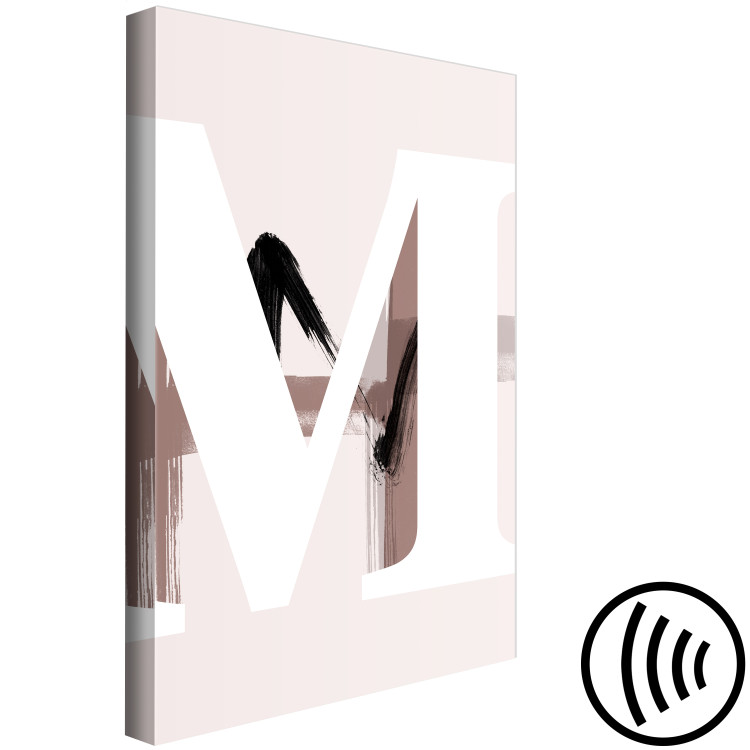 Canvas White, capital letter M - black and grey elements on beige background 127845 additionalImage 6