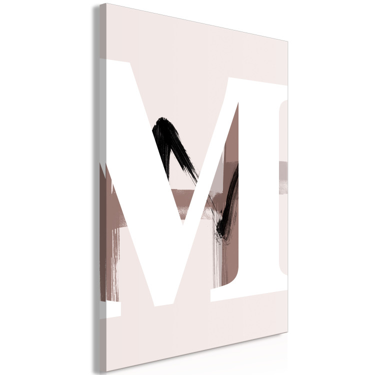 Canvas White, capital letter M - black and grey elements on beige background 127845 additionalImage 2