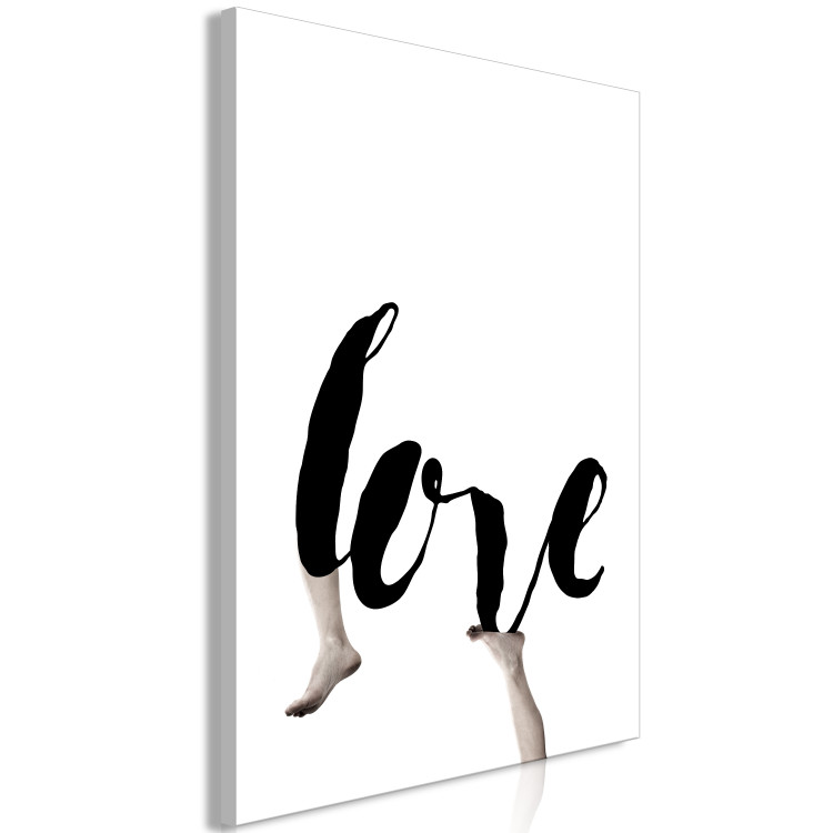 Canvas Black English Love sign - white abstraction with legs 128345 additionalImage 2