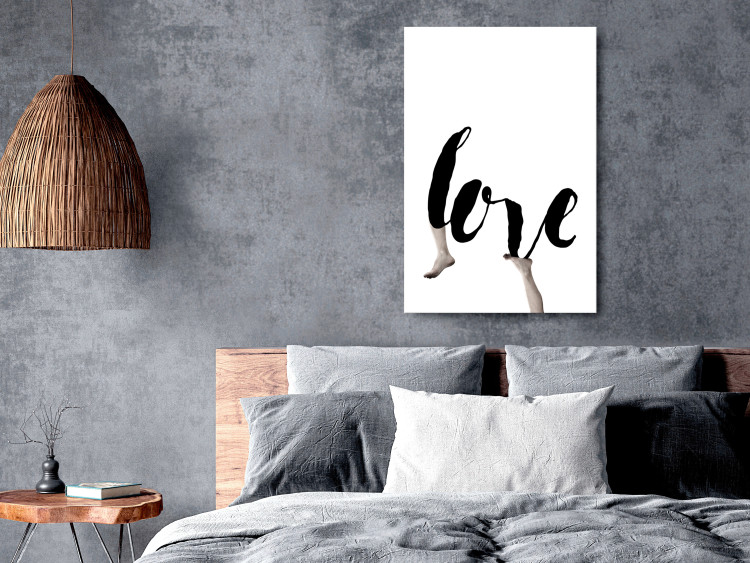 Canvas Black English Love sign - white abstraction with legs 128345 additionalImage 3