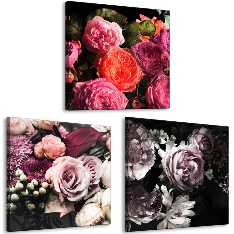 Canvas Bouquet of flowers - triptych with flowers in different shades 131745 additionalImage 2