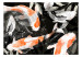 Wall Mural Asian animals - Japanese Koi fish in water on black background 138245 additionalThumb 1