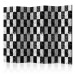 Room Divider Checkerboard II (5-piece) - black and white marble-like pattern 124155