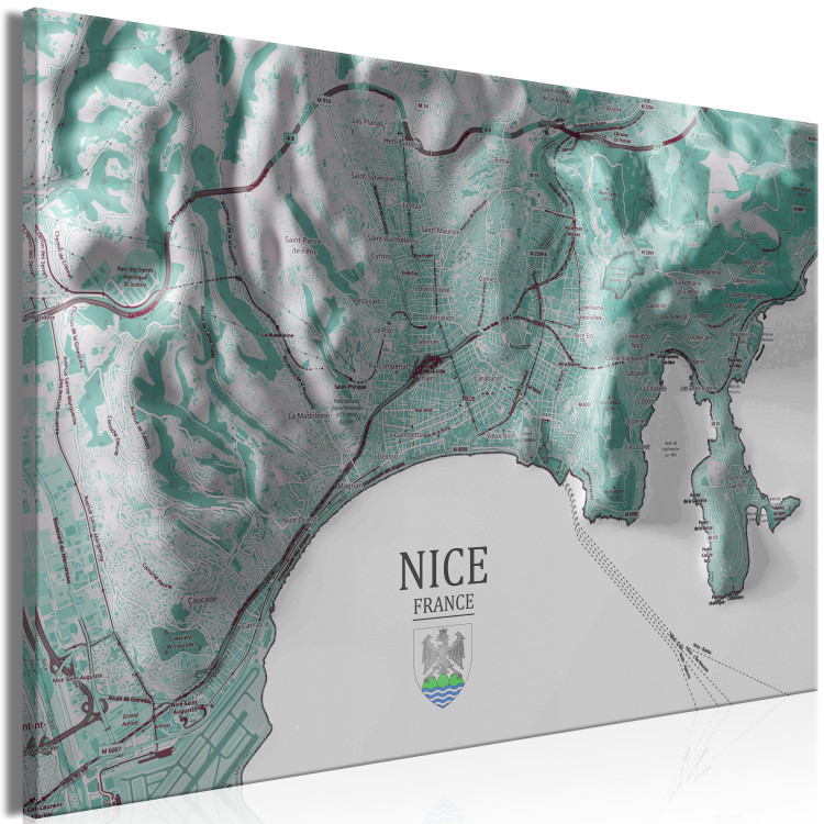 Canvas Map of Nice - map of French city with inscription and the coat of arms 131655 additionalImage 2