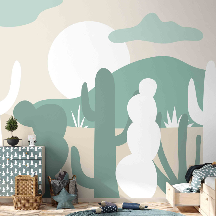 Wall Mural Desert Cacti - Minimalist Landscape in the Color of Sand and Green 145255 additionalImage 6