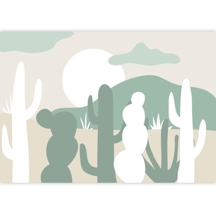 Wall Mural Desert Cacti - Minimalist Landscape in the Color of Sand and Green 145255 additionalImage 3