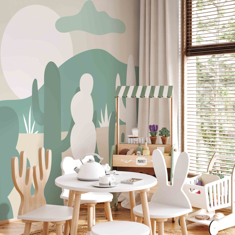 Wall Mural Desert Cacti - Minimalist Landscape in the Color of Sand and Green 145255 additionalImage 5