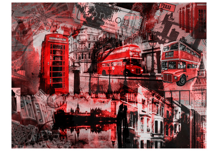 Wall Mural London United Kingdom - collage with city buses and architecture 97065 additionalImage 1