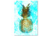 Canvas Golden pineapple - abstraction with a still life on a blue background 131675