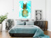 Canvas Golden pineapple - abstraction with a still life on a blue background 131675 additionalThumb 3